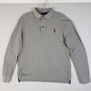 Ralph Lauren Purple Label Polo Shirt Long Sleeve Pony Gray size M Italy Preppy